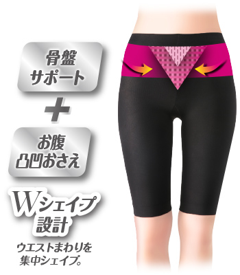 骨盤サポート+お腹おさえ Wシェイプ設計